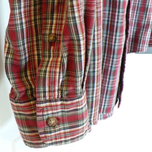 GAP Men's Red Green Cotton Plaid Button Down Shirt - Picture 3 of 4